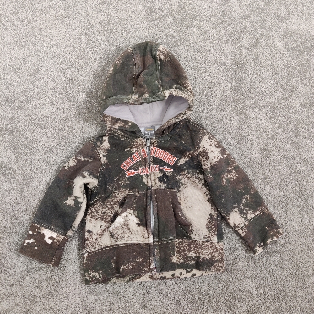 Cabela's Great Outdoors Baby Boy's Camouflage Hoodie Sweatshirt Zip Up Size 3-6M